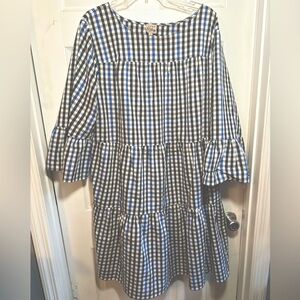 Adorable dress #plus sized blue and white checkered size 2X como vintage brand